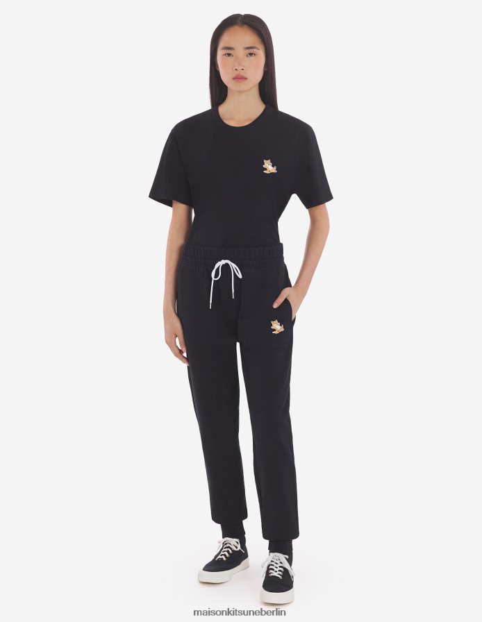 Kleidung V2DHL308 Schwarz Männer Klassische Jogginghose mit Fox-Patch von Chillax Maison Kitsune