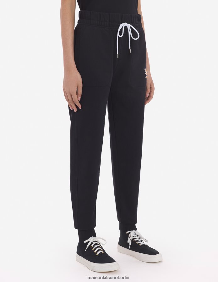 Kleidung V2DHL308 Schwarz Männer Klassische Jogginghose mit Fox-Patch von Chillax Maison Kitsune