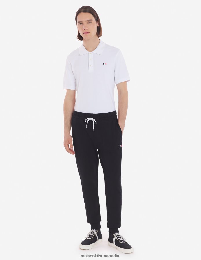 Kleidung V2DHL311 Schwarz Männer Klassische Jogginghose mit dreifarbigem Fuchs-Patch Maison Kitsune