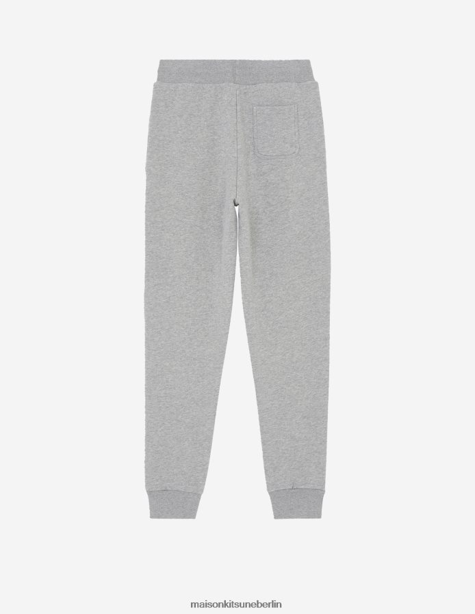 Kleidung V2DHL312 graue Melange Männer Klassische Jogginghose mit Fox-Patch von Chillax Maison Kitsune