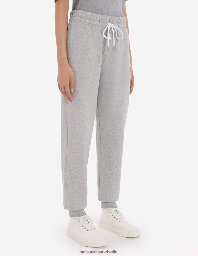 Kleidung V2DHL312 graue Melange Männer Klassische Jogginghose mit Fox-Patch von Chillax Maison Kitsune