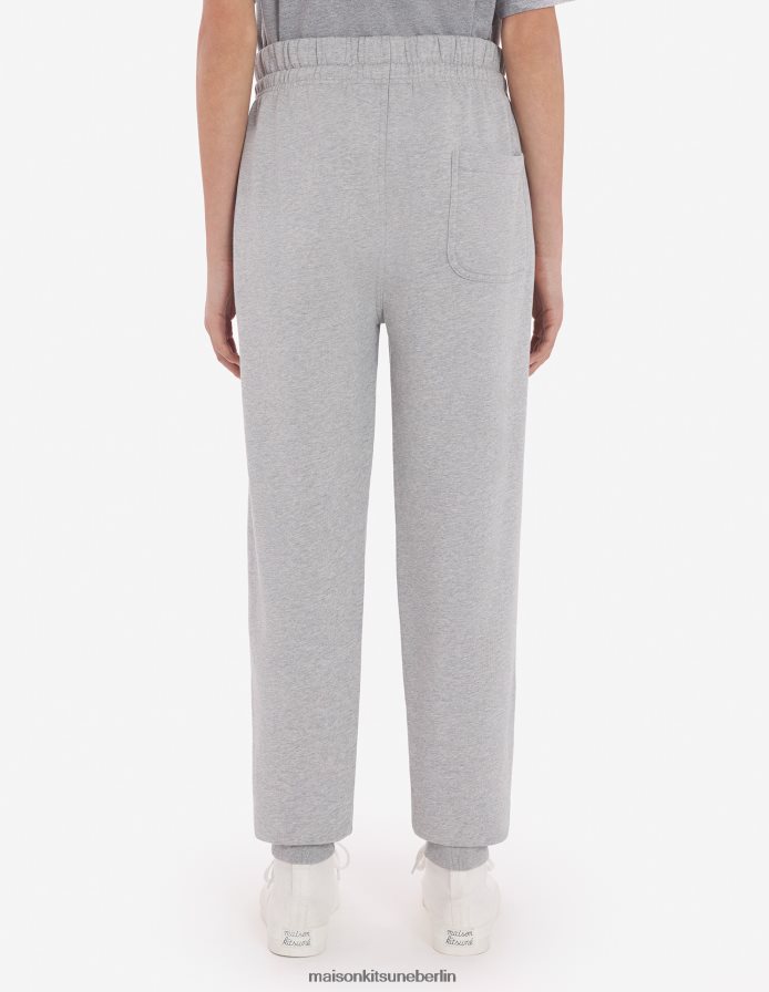 Kleidung V2DHL312 graue Melange Männer Klassische Jogginghose mit Fox-Patch von Chillax Maison Kitsune