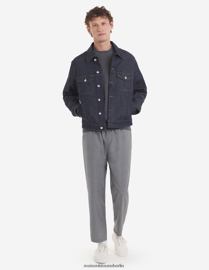 Kleidung V2DHL316 hellgrau meliert Männer Hose mit Kordelzug Maison Kitsune