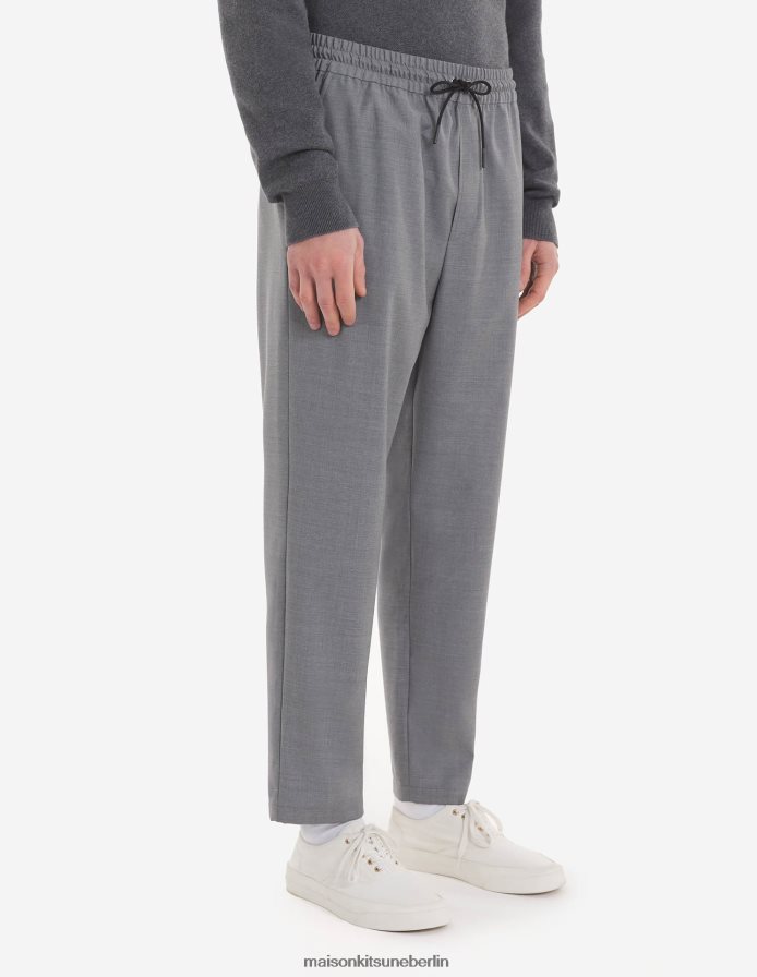Kleidung V2DHL316 hellgrau meliert Männer Hose mit Kordelzug Maison Kitsune