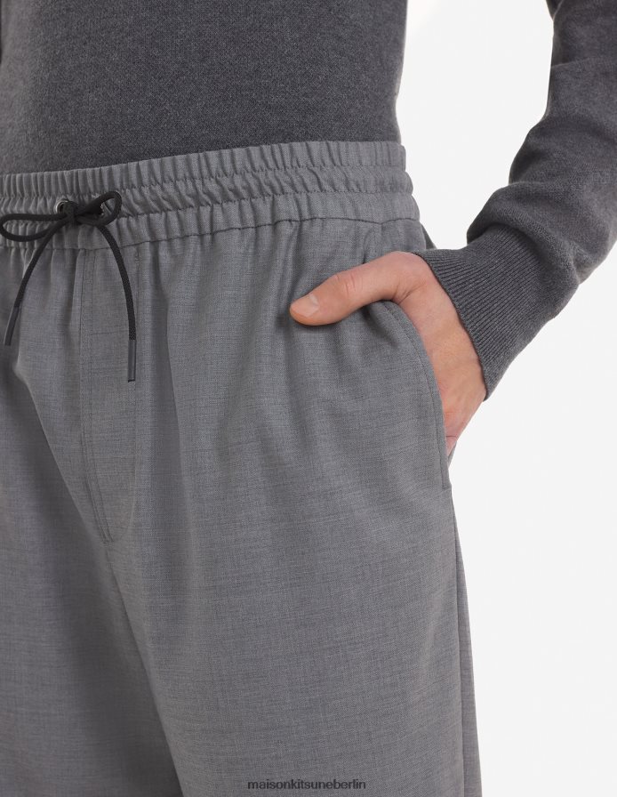Kleidung V2DHL316 hellgrau meliert Männer Hose mit Kordelzug Maison Kitsune