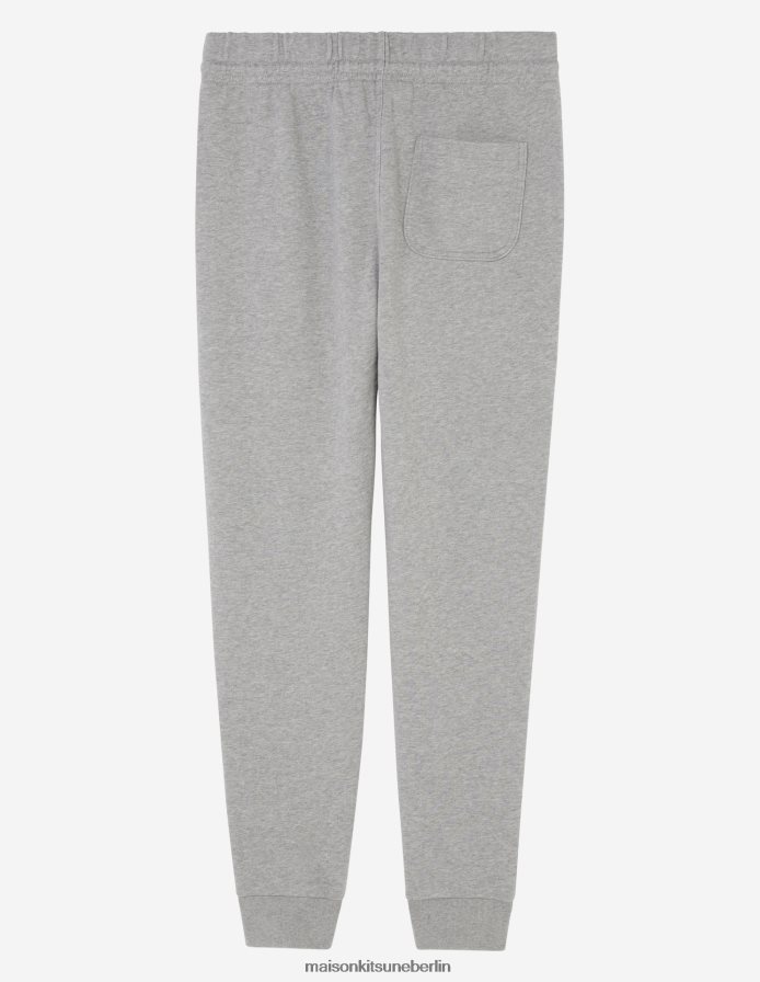 Kleidung V2DHL319 graue Melange Männer Klassische Jogginghose mit dreifarbigem Fuchs-Patch Maison Kitsune