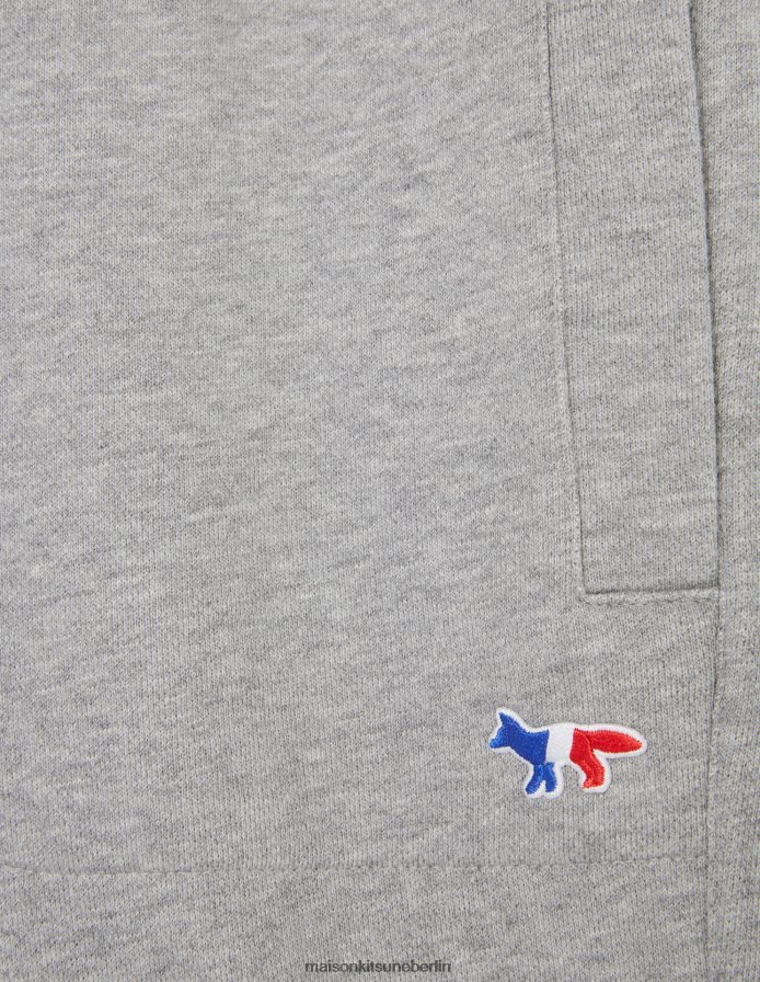 Kleidung V2DHL319 graue Melange Männer Klassische Jogginghose mit dreifarbigem Fuchs-Patch Maison Kitsune