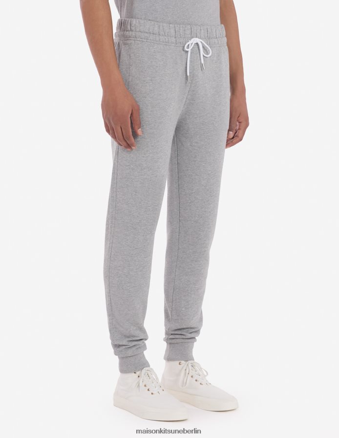 Kleidung V2DHL319 graue Melange Männer Klassische Jogginghose mit dreifarbigem Fuchs-Patch Maison Kitsune