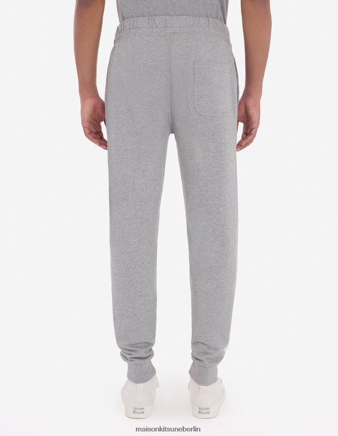 Kleidung V2DHL319 graue Melange Männer Klassische Jogginghose mit dreifarbigem Fuchs-Patch Maison Kitsune