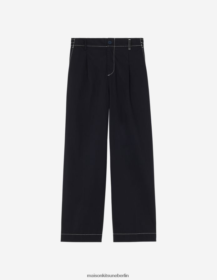 Kleidung V2DHL320 dunkles Marineblau Männer Hose mit geradem Bein Maison Kitsune