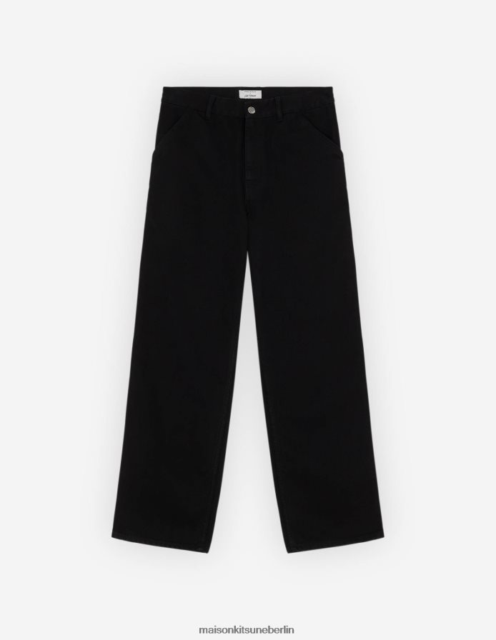 Kleidung V2DHL330 Schwarz Männer Café-Denim-Arbeiterhose Maison Kitsune