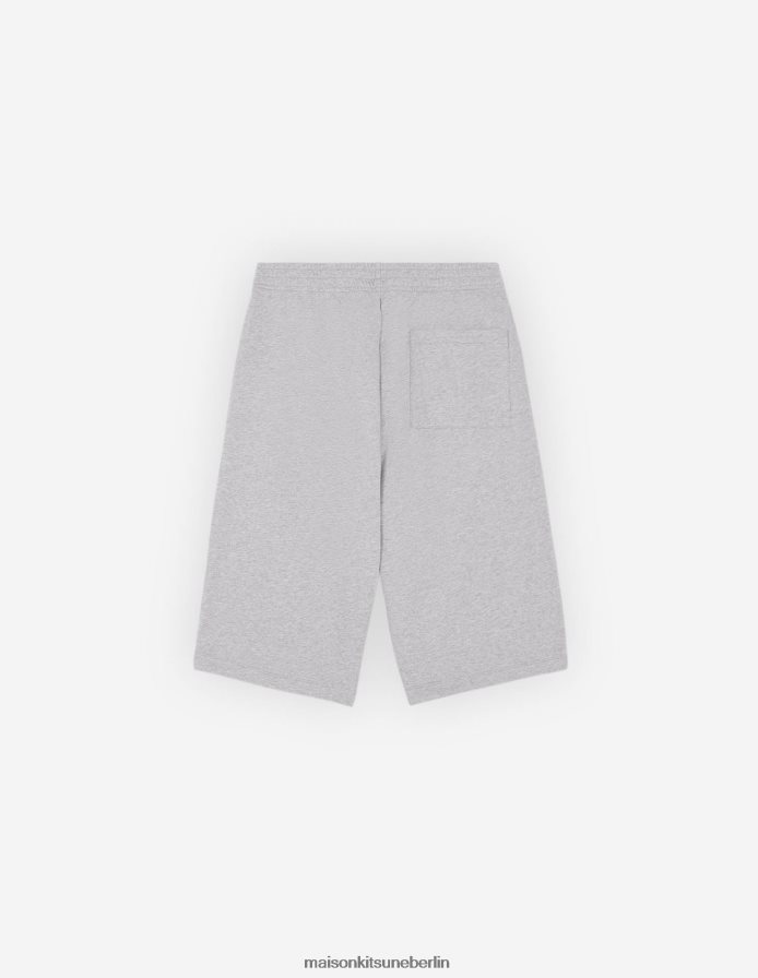 Kleidung V2DHL289 hellgrau meliert Männer Jogging-Bermuda mit Fuchskopf-Patch Maison Kitsune
