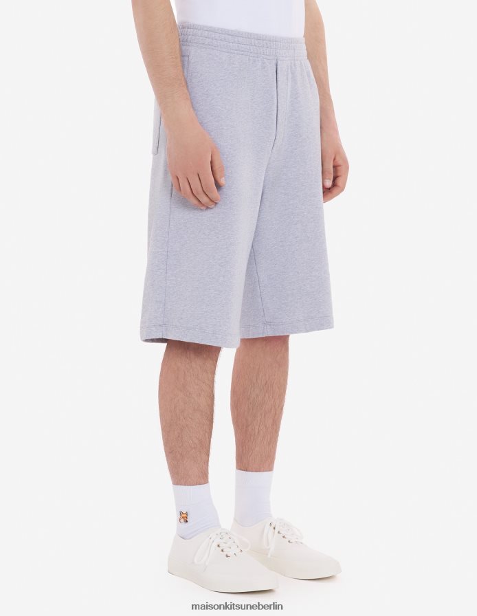 Kleidung V2DHL289 hellgrau meliert Männer Jogging-Bermuda mit Fuchskopf-Patch Maison Kitsune