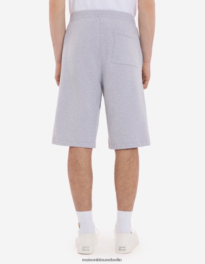 Kleidung V2DHL289 hellgrau meliert Männer Jogging-Bermuda mit Fuchskopf-Patch Maison Kitsune