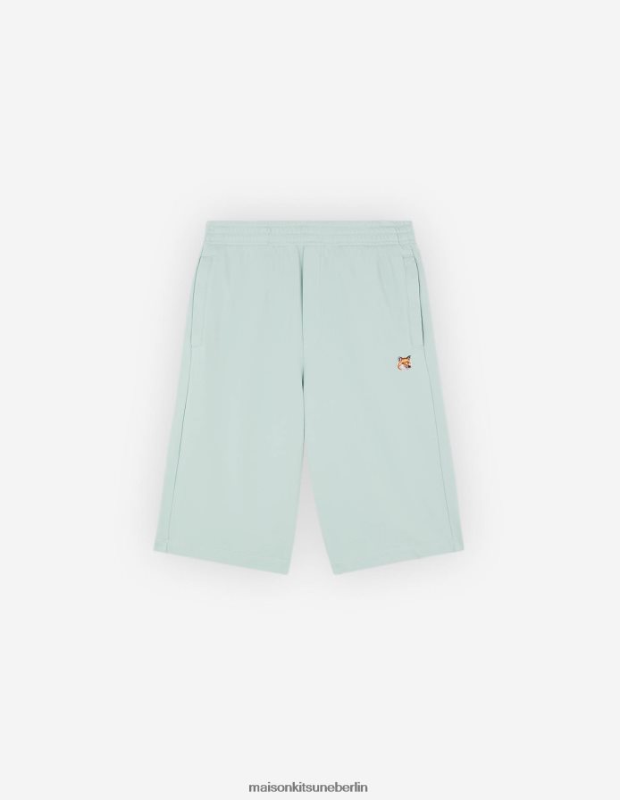 Kleidung V2DHL290 blauer Dunst Männer Jogging-Bermuda mit Fuchskopf-Patch Maison Kitsune