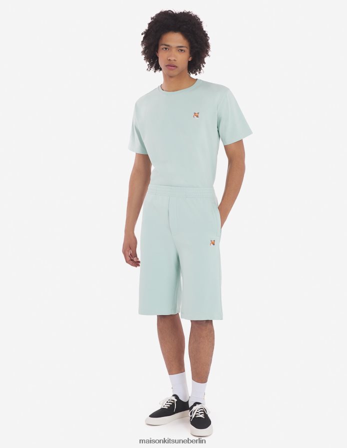 Kleidung V2DHL290 blauer Dunst Männer Jogging-Bermuda mit Fuchskopf-Patch Maison Kitsune