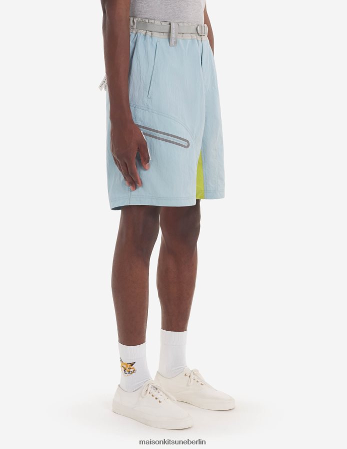 Kleidung V2DHL295 blaugrüner Farbblock Männer MK X und Wander Hiking haben kurze Hosen zusammengestellt Maison Kitsune