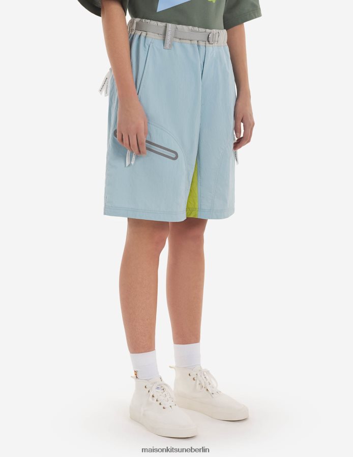 Kleidung V2DHL295 blaugrüner Farbblock Männer MK X und Wander Hiking haben kurze Hosen zusammengestellt Maison Kitsune