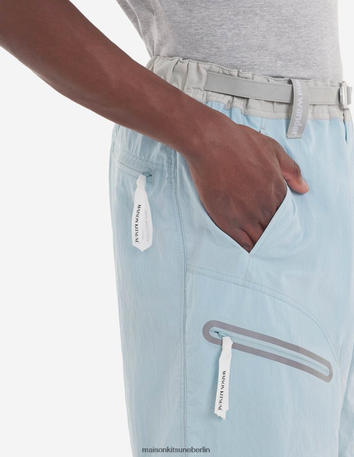 Kleidung V2DHL295 blaugrüner Farbblock Männer MK X und Wander Hiking haben kurze Hosen zusammengestellt Maison Kitsune