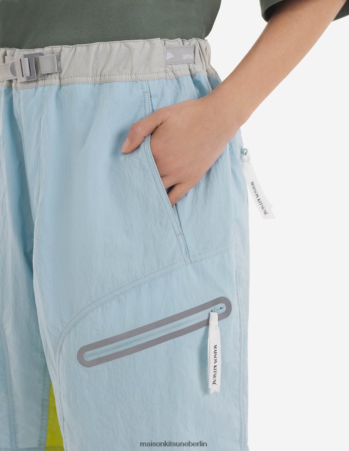 Kleidung V2DHL295 blaugrüner Farbblock Männer MK X und Wander Hiking haben kurze Hosen zusammengestellt Maison Kitsune