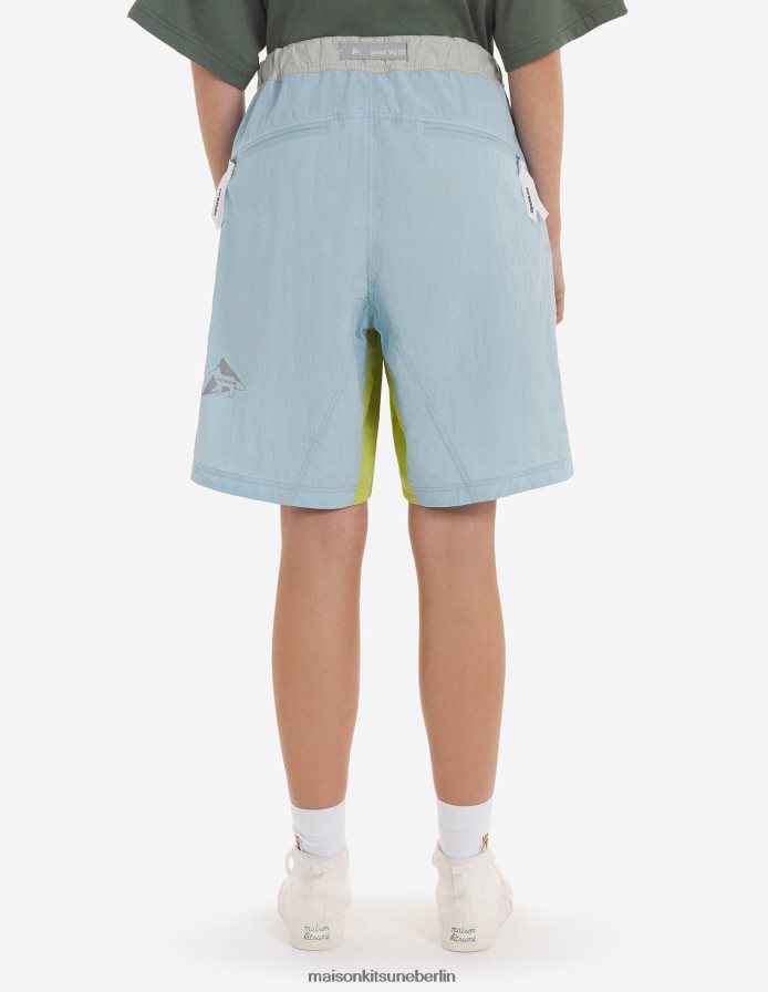 Kleidung V2DHL295 blaugrüner Farbblock Männer MK X und Wander Hiking haben kurze Hosen zusammengestellt Maison Kitsune