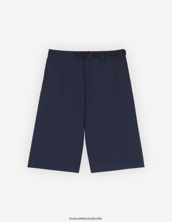Kleidung V2DHL296 dunkles Marineblau Männer Shorts mit Gürtel Maison Kitsune