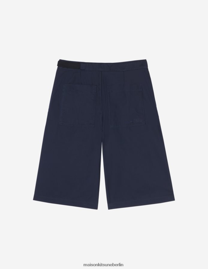 Kleidung V2DHL296 dunkles Marineblau Männer Shorts mit Gürtel Maison Kitsune