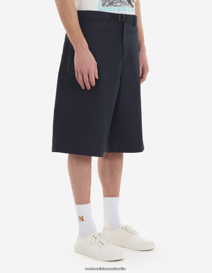 Kleidung V2DHL296 dunkles Marineblau Männer Shorts mit Gürtel Maison Kitsune