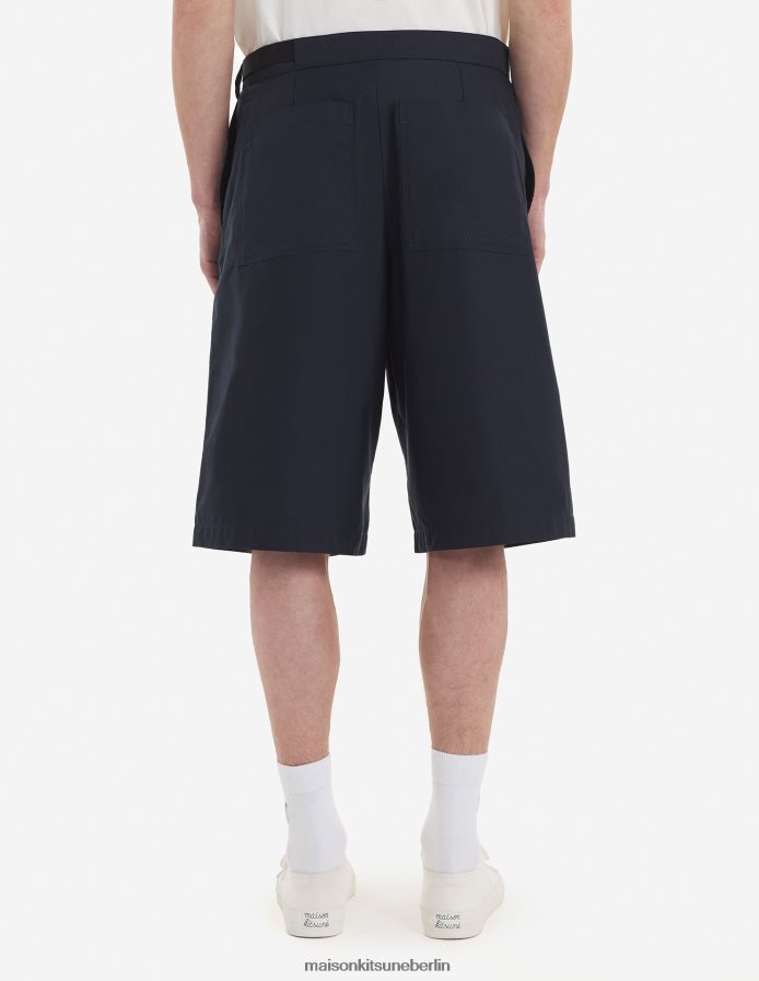 Kleidung V2DHL296 dunkles Marineblau Männer Shorts mit Gürtel Maison Kitsune