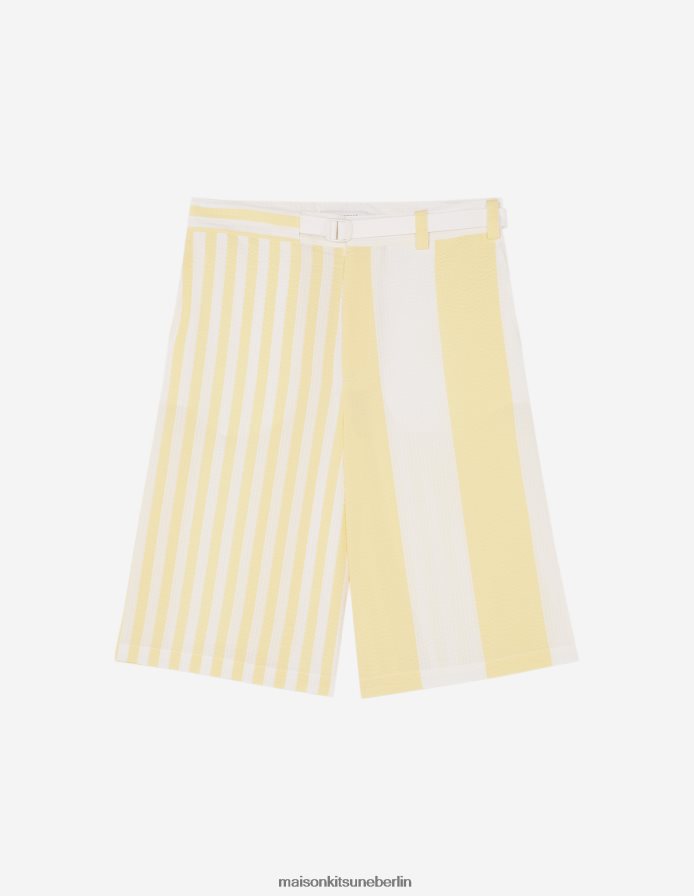 Kleidung V2DHL299 Zitrone Männer Shorts mit Gürtel und Streifen am Pool Maison Kitsune