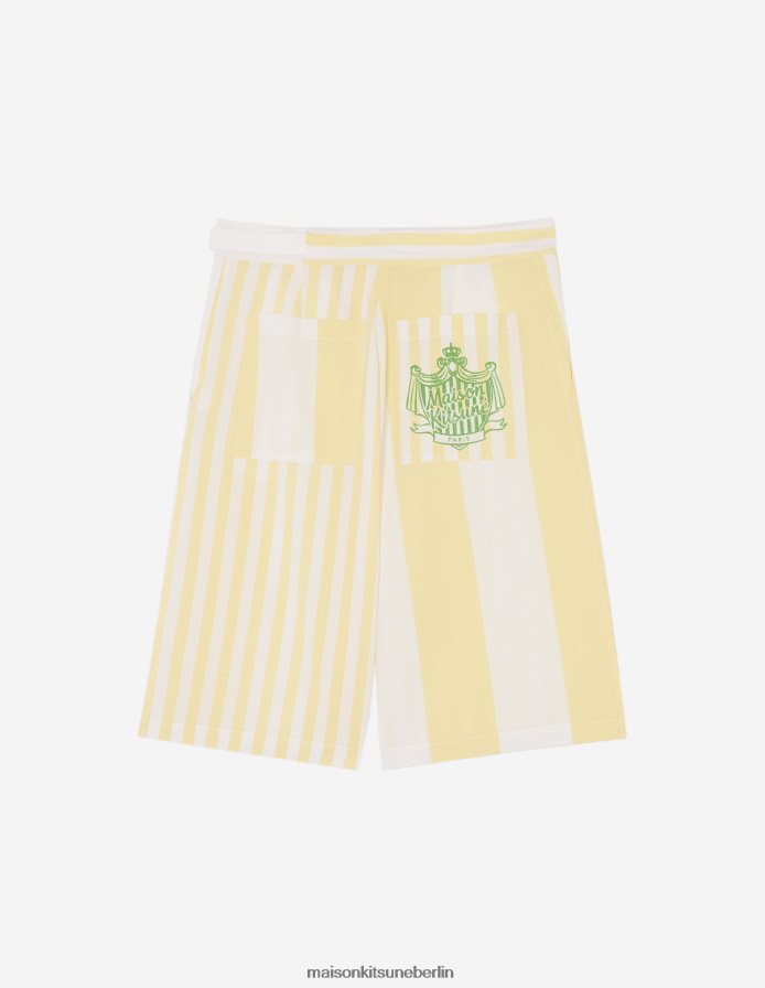 Kleidung V2DHL299 Zitrone Männer Shorts mit Gürtel und Streifen am Pool Maison Kitsune