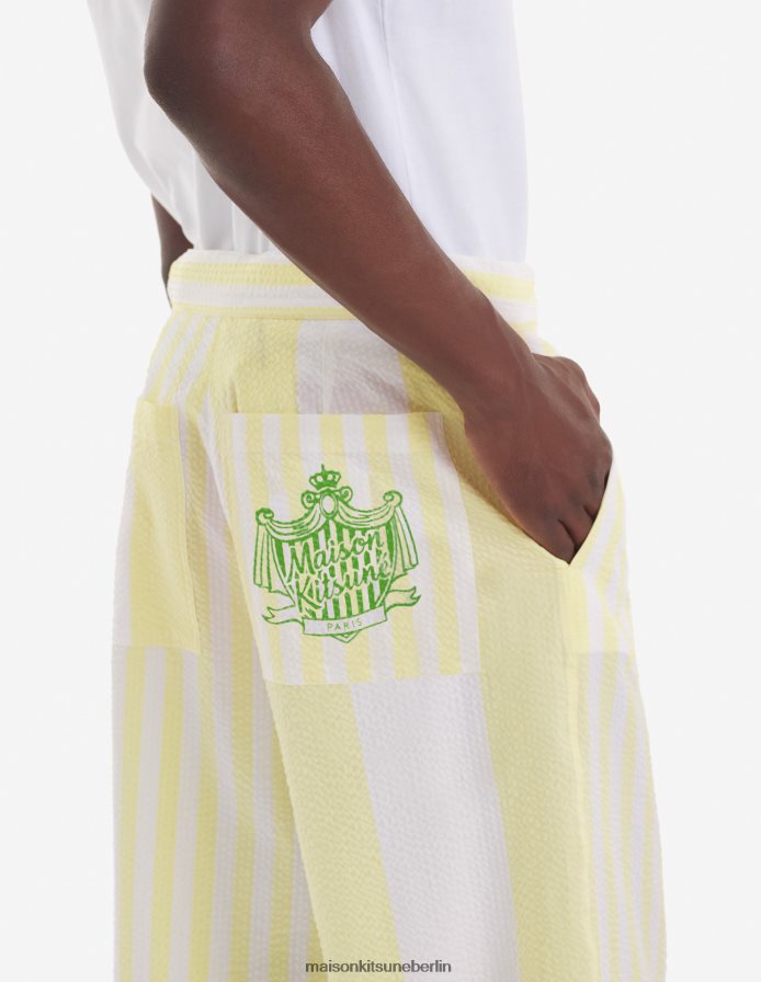 Kleidung V2DHL299 Zitrone Männer Shorts mit Gürtel und Streifen am Pool Maison Kitsune