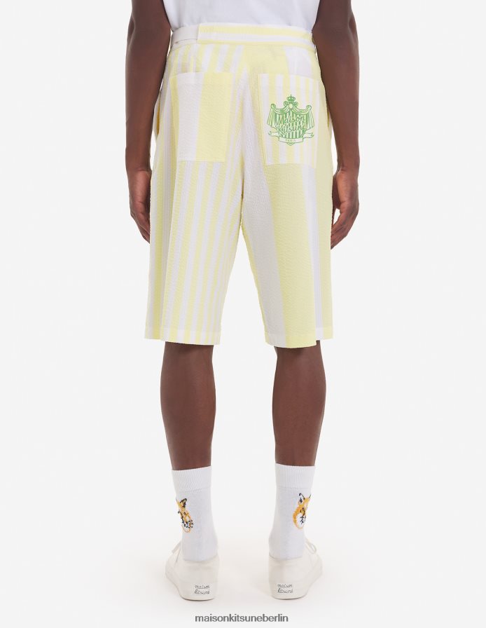 Kleidung V2DHL299 Zitrone Männer Shorts mit Gürtel und Streifen am Pool Maison Kitsune