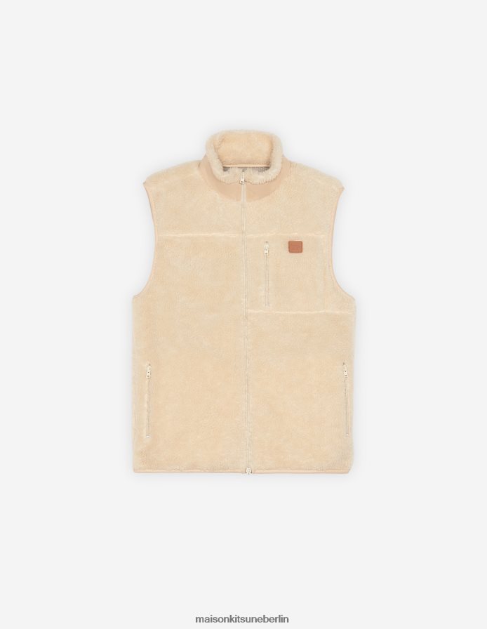 Kleidung V2DHL339 naturfarben Männer Café-Fleeceweste Maison Kitsune