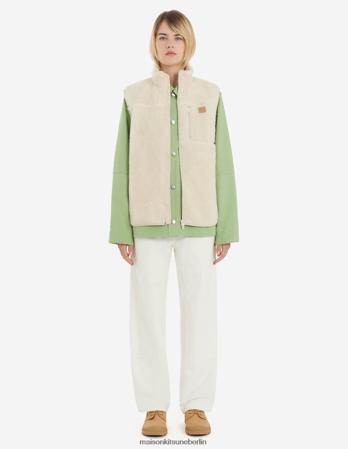 Kleidung V2DHL339 naturfarben Männer Café-Fleeceweste Maison Kitsune