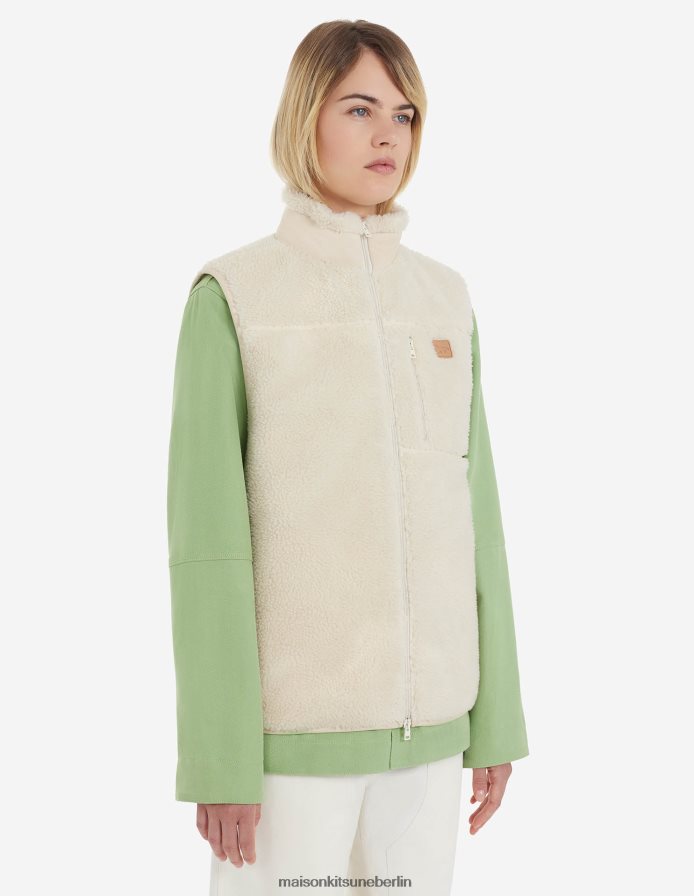 Kleidung V2DHL339 naturfarben Männer Café-Fleeceweste Maison Kitsune