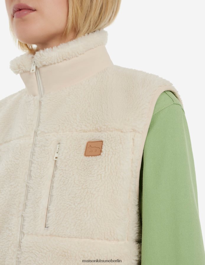 Kleidung V2DHL339 naturfarben Männer Café-Fleeceweste Maison Kitsune