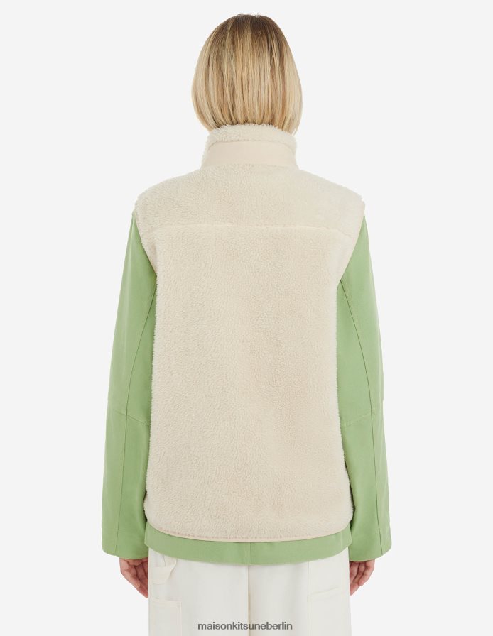 Kleidung V2DHL339 naturfarben Männer Café-Fleeceweste Maison Kitsune