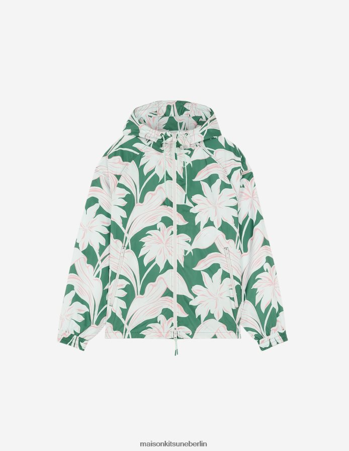 Kleidung V2DHL344 Multico-Design Männer Windjacke mit Blumendruck Maison Kitsune