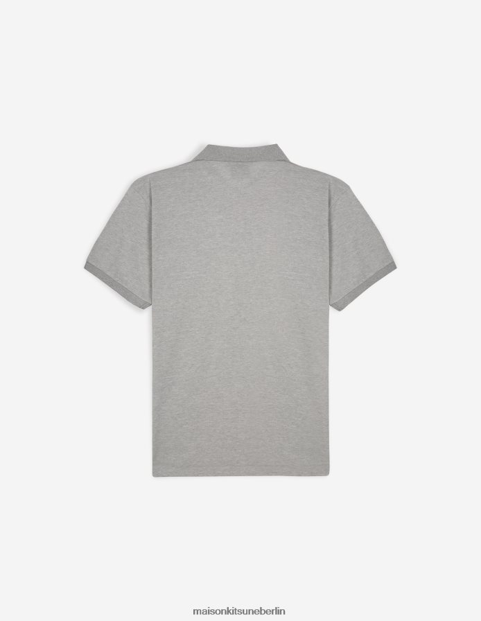 Kleidung V2DHL101 graue Melange Männer Kurzarm-Poloshirt mit Fuchskopf Maison Kitsune