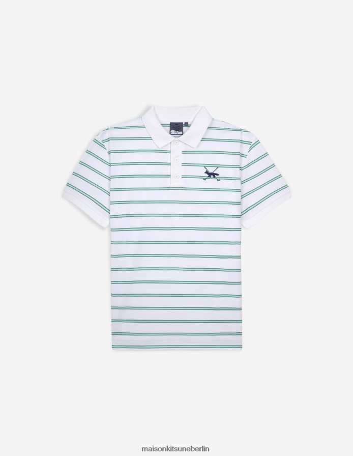 Kleidung V2DHL103 Weiß Männer Profile Fox Kurzarm-Poloshirt mit Streifen Maison Kitsune