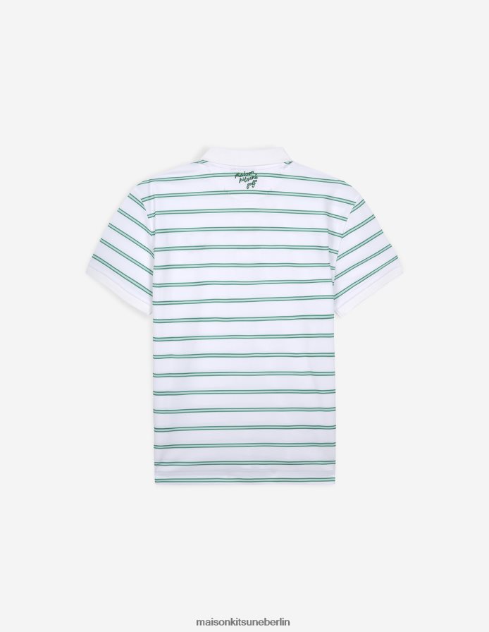 Kleidung V2DHL103 Weiß Männer Profile Fox Kurzarm-Poloshirt mit Streifen Maison Kitsune