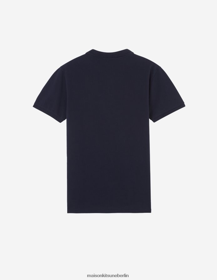 Kleidung V2DHL104 Marine Männer Klassisches Poloshirt mit dreifarbigem Fuchs-Patch Maison Kitsune