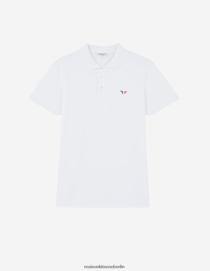 Kleidung V2DHL106 Weiß Männer Klassisches Poloshirt mit dreifarbigem Fuchs-Patch Maison Kitsune