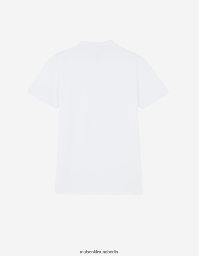 Kleidung V2DHL106 Weiß Männer Klassisches Poloshirt mit dreifarbigem Fuchs-Patch Maison Kitsune