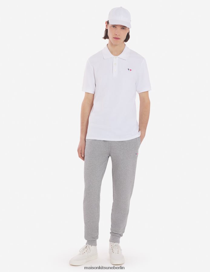 Kleidung V2DHL106 Weiß Männer Klassisches Poloshirt mit dreifarbigem Fuchs-Patch Maison Kitsune