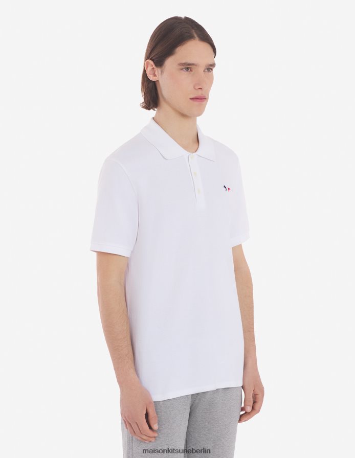 Kleidung V2DHL106 Weiß Männer Klassisches Poloshirt mit dreifarbigem Fuchs-Patch Maison Kitsune