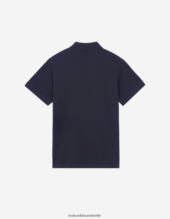 Kleidung V2DHL108 Marine Männer Klassisches Poloshirt mit Marineblau-Fuchs-Patch Maison Kitsune