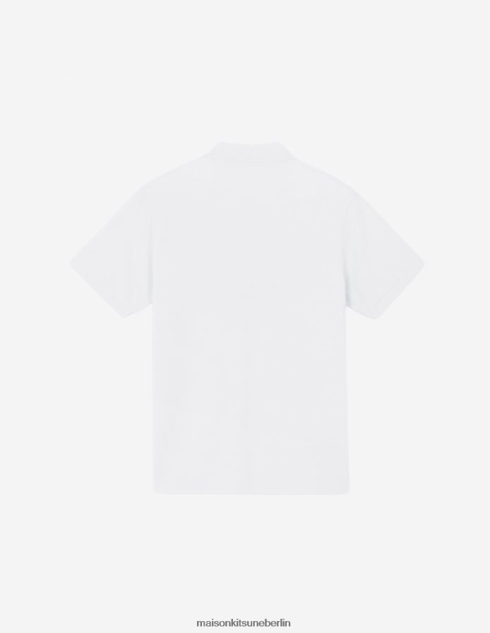 Kleidung V2DHL110 Weiß Männer Klassisches Poloshirt mit Marineblau-Fuchs-Patch Maison Kitsune