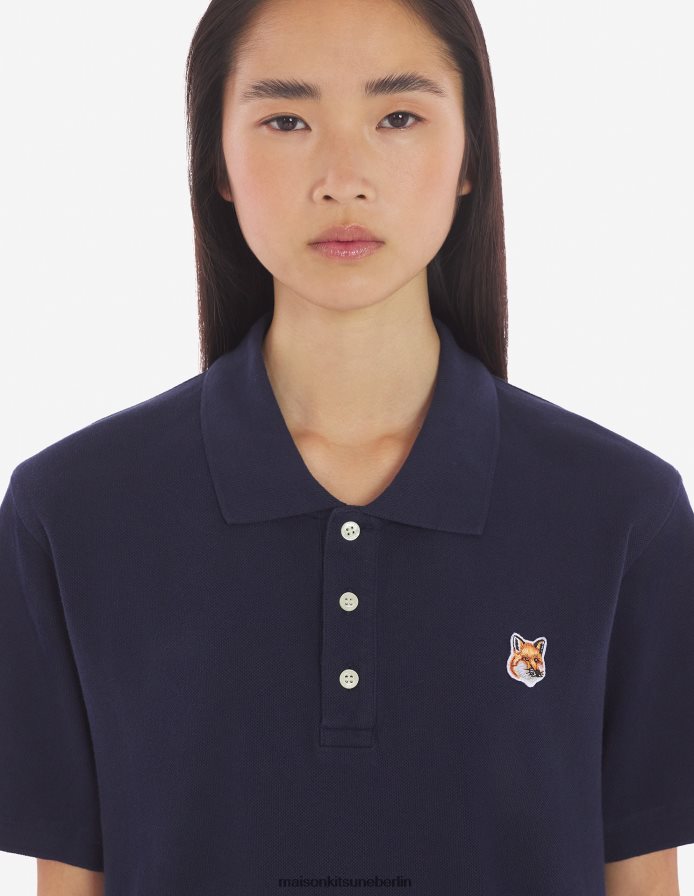 Kleidung V2DHL112 Marine Männer Klassisches Poloshirt mit Fuchskopf-Patch Maison Kitsune